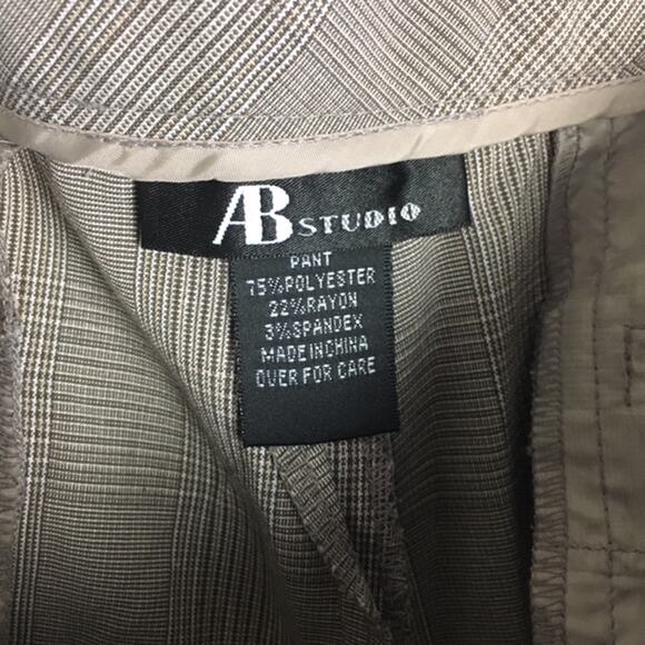 AB Studio Plaid Wide Leg Dress Pants Gray 12 - Picture 6 of 10